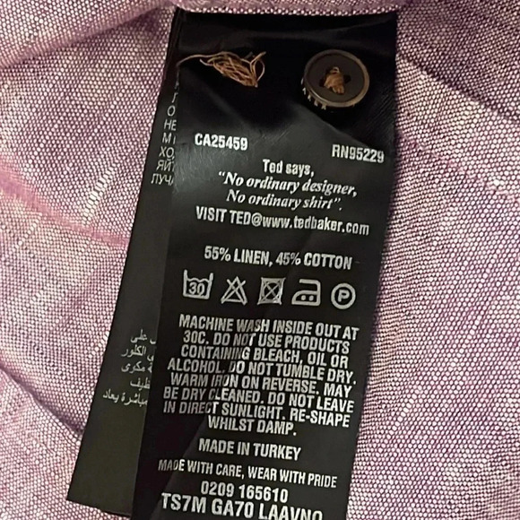 Ted Baker London | Linen & Cotton button down long sleeve shirt Men’s size 5 XL - Picture 8 of 10